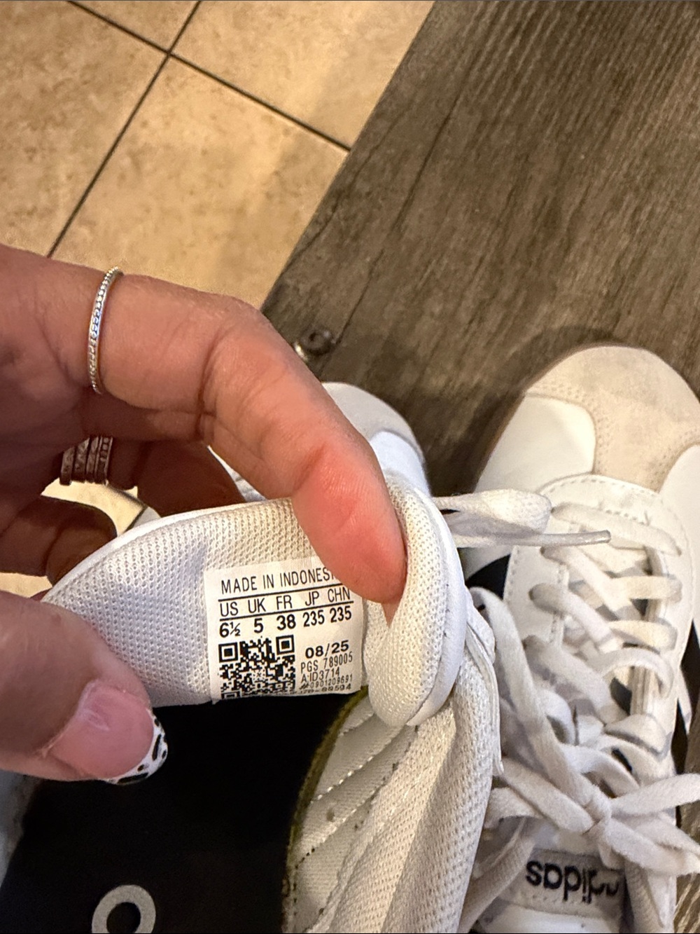 Adidas White and Black Classic Trainer Sneakers - Picture 4 of 5